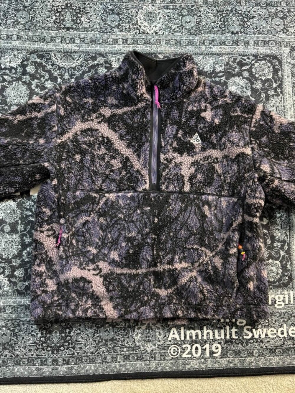 Nike ACG Purple and Black Half Zip Fleece Pullover Size S